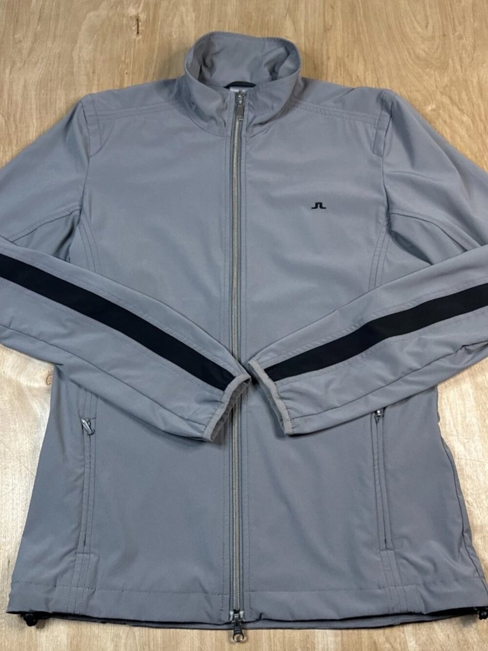J. Lindeberg Mens Gray Full Zip Long Sleeve Golf Performance Jacket Size Large